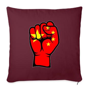 Symbole de la main du poing du drapeau de la Chine - Housse de coussin décorative 45 x 45 cm - bordeaux - Devant