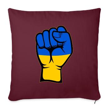 Drapeau de l’Ukraine Symbole de la main du poing - Housse de coussin décorative 45 x 45 cm - bordeaux - Devant
