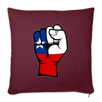 Drapeau du Chili Symbole de la main du poing - Housse de coussin décorative 45 x 45 cm - bordeaux - Devant