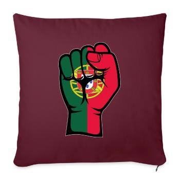 Drapeau du Portugal Symbole de la main du poing - Housse de coussin décorative 45 x 45 cm - bordeaux - Devant