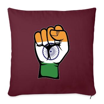 Symbole de la main du poing du drapeau de l’Inde - Housse de coussin décorative 45 x 45 cm - bordeaux - Devant