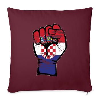 Croatie drapeau poing main utilisé symbole - Housse de coussin décorative 45 x 45 cm - bordeaux - Devant
