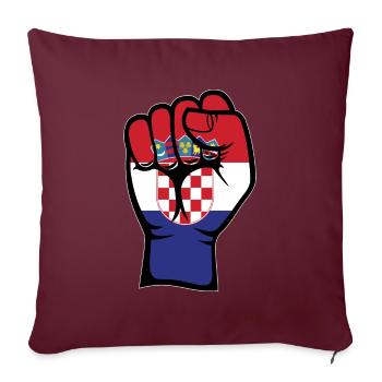 Drapeau de la Croatie Symbole de la main du poing - Housse de coussin décorative 45 x 45 cm - bordeaux - Devant