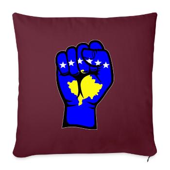 Symbole de la main du poing du drapeau du Kosovo - Housse de coussin décorative 45 x 45 cm - bordeaux - Devant