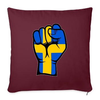 Drapeau de la Suède Symbole de la main du poing - Housse de coussin décorative 45 x 45 cm - bordeaux - Devant
