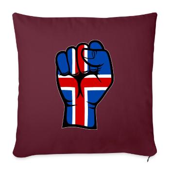 Drapeau de l’Islande Symbole de la main du poing - Housse de coussin décorative 45 x 45 cm - bordeaux - Devant
