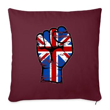 Drapeau britannique poing symbole de main utilisé - Housse de coussin décorative 45 x 45 cm - bordeaux - Devant