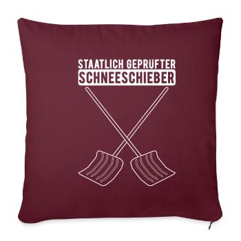 Pelle à neige certifiée par l'État - Housse de coussin décorative 45 x 45 cm - bordeaux - Devant