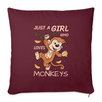 Just A Girl Who Loves Monkeys Singes Idée cadeau - Housse de coussin décorative 45 x 45 cm - bordeaux - Devant