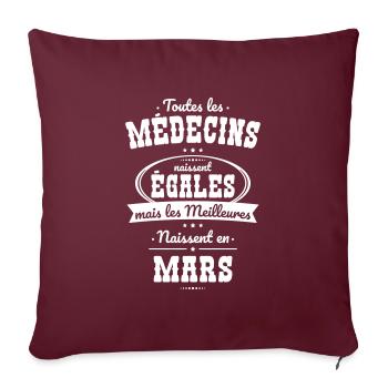 Médecins égales meilleures naissent en Mars - Housse de coussin décorative 45 x 45 cm - bordeaux - Devant