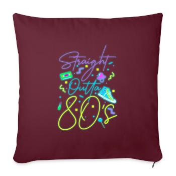 Enseigne au néon des années 80 - Housse de coussin décorative 45 x 45 cm - bordeaux - Devant