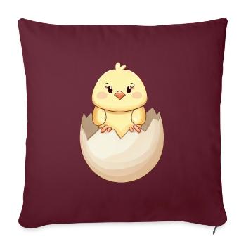 Süßes Kawaii Küken, Schlüpfen aus Eierschale - Sofakissenbezug 45 x 45 cm - Burgunderrot - Vorne