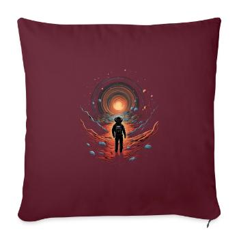 Trippy Wanderweg im Universum - Surreales Motiv - Sofakissenbezug 45 x 45 cm - Burgunderrot - Vorne