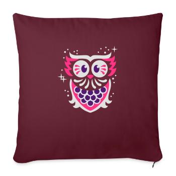 Eule - owl - night - Sofakissenbezug 45 x 45 cm - Burgunderrot - Vorne