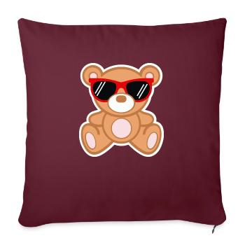 Teddy Cool 😎🐻 - mignon ours en peluche avec des lunettes de soleil - Housse de coussin décorative 45 x 45 cm - bordeaux - Devant