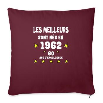 Anniversaire 60 ans - Housse de coussin décorative 45 x 45 cm - bordeaux - Devant