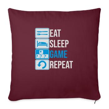 Eat Sleep Game Repeat - Sofa pillowcase 17,3'' x 17,3'' (45 x 45 cm) - burgundy - Front