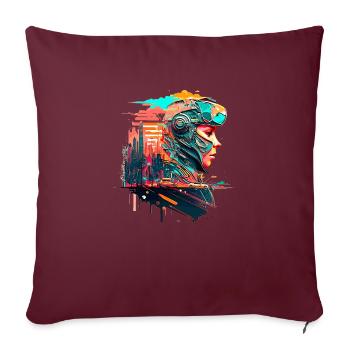 Vision d’avenir de la science-fiction dans la dystopie - Housse de coussin décorative 45 x 45 cm - bordeaux - Devant