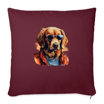 Golden retriever dans la rue | Amoureux des chiens - Housse de coussin décorative 45 x 45 cm - bordeaux - Devant