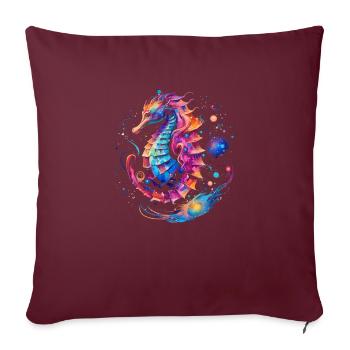 Conception d’hippocampe dans des couleurs vives animaux marins - Housse de coussin décorative 45 x 45 cm - bordeaux - Devant