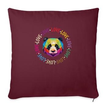 Panda de l'amour - Housse de coussin décorative 45 x 45 cm - bordeaux - Devant
