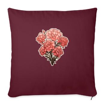 Nelken Carnation 6 Blüten - Sofakissenbezug 45 x 45 cm - Burgunderrot - Vorne