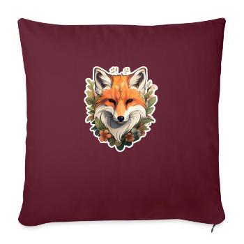 Tête de renard - Housse de coussin décorative 45 x 45 cm - bordeaux - Devant