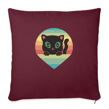 Retro Katze 80er - Sofakissenbezug 45 x 45 cm - Burgunderrot - Vorne