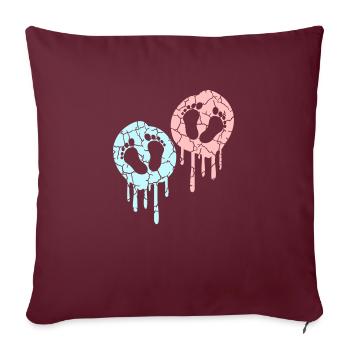 2 Twins Bébés Enceinte Ventre Empreinte Pieds - Housse de coussin décorative 45 x 45 cm - bordeaux - Devant