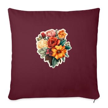 Bouquet de fleurs coloré - Housse de coussin décorative 45 x 45 cm - bordeaux - Devant
