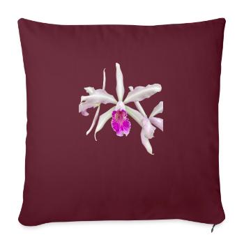 Cattleya Hybride Weiß Pink Blüte Orchideenblüte - Sofakissenbezug 45 x 45 cm - Burgunderrot - Vorne