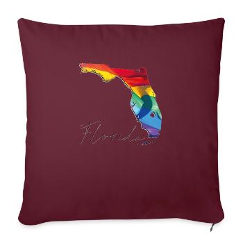 Drapeau LGBTQ sur la carte de l’État de Floride FL - Housse de coussin décorative 45 x 45 cm - bordeaux - Devant
