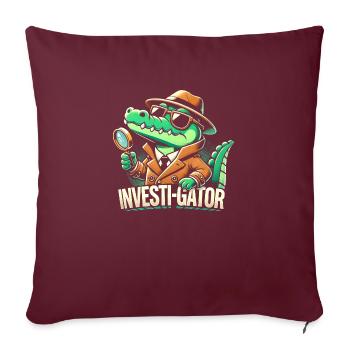 Investi-Gator - Funny Alligator Detective Design - Sofa pillowcase 17,3'' x 17,3'' (45 x 45 cm) - burgundy - Front