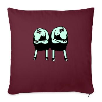 2 Sheep Crossed Arms Offended Friends Team - Sofa pillowcase 17,3'' x 17,3'' (45 x 45 cm) - burgundy - Front