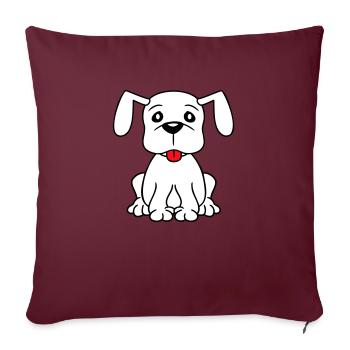 chien assis mignon petit chiot heureux animal de compagnie - Housse de coussin décorative 45 x 45 cm - bordeaux - Devant