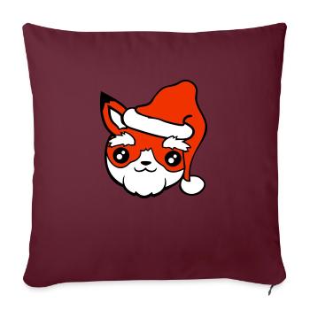 Fox Santa Claus Christmas Hat Santa Claus - Sofa pillowcase 17,3'' x 17,3'' (45 x 45 cm) - burgundy - Front