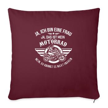 Motorrad Frau Bikerin - Sofakissenbezug 45 x 45 cm - Burgunderrot - Vorne