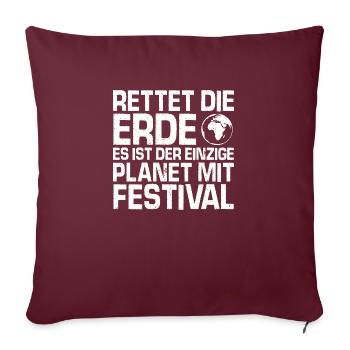 Festival -Rettet die Erde - Sofakissenbezug 45 x 45 cm - Burgunderrot - Vorne