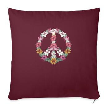 Fleur de paix - Housse de coussin décorative 45 x 45 cm - bordeaux - Devant