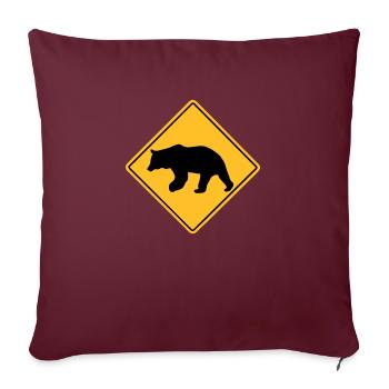 Bear Road Sign - Sofakissenbezug 45 x 45 cm - Burgunderrot - Vorne