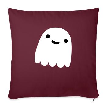 fantôme en blanc souriant - Housse de coussin décorative 45 x 45 cm - bordeaux - Devant