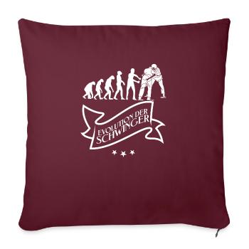 Evolution der Schwinger und Schwingsport Hosenlupf - Sofakissenbezug 45 x 45 cm - Burgunderrot - Vorne