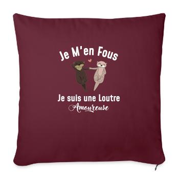 je m'en fous je suis une loutre - Housse de coussin décorative 45 x 45 cm - bordeaux - Devant