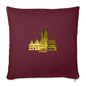 Stendal Rathaus Kirche Hansestadt Altmark - Sofakissenbezug 45 x 45 cm - Burgunderrot - Vorne