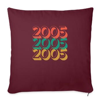 Anniversaire année 2005 / Vintage 2005 - Housse de coussin décorative 45 x 45 cm - bordeaux - Devant