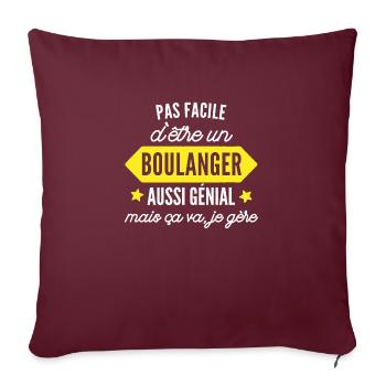 boulanger génial / cadeau humour boulanger - Housse de coussin décorative 45 x 45 cm - bordeaux - Devant