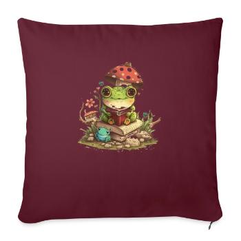 White Cottagecore Aesthetic Mushroom Frog Reading - Sofakissenbezug 45 x 45 cm - Burgunderrot - Vorne