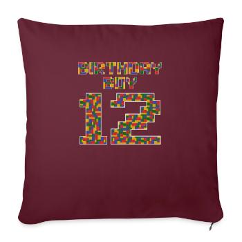 Süßes Geschenk zum 12. Geburtstag 12 Jahre alter Block - Sofakissenbezug 45 x 45 cm - Burgunderrot - Vorne