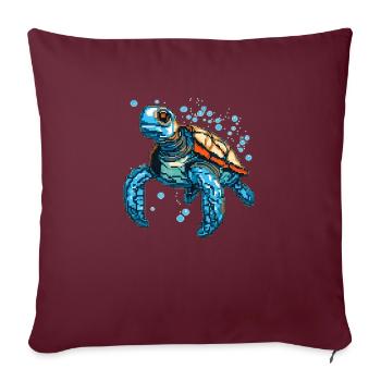 Schildkröte besteht aus Pixeln - Sofakissenbezug 45 x 45 cm - Burgunderrot - Vorne