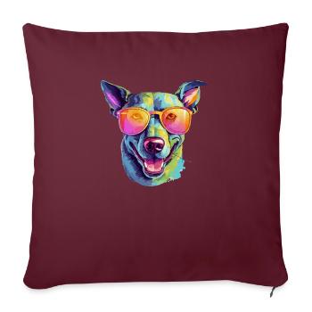 Dood le chien à lunettes - Housse de coussin décorative 45 x 45 cm - bordeaux - Devant